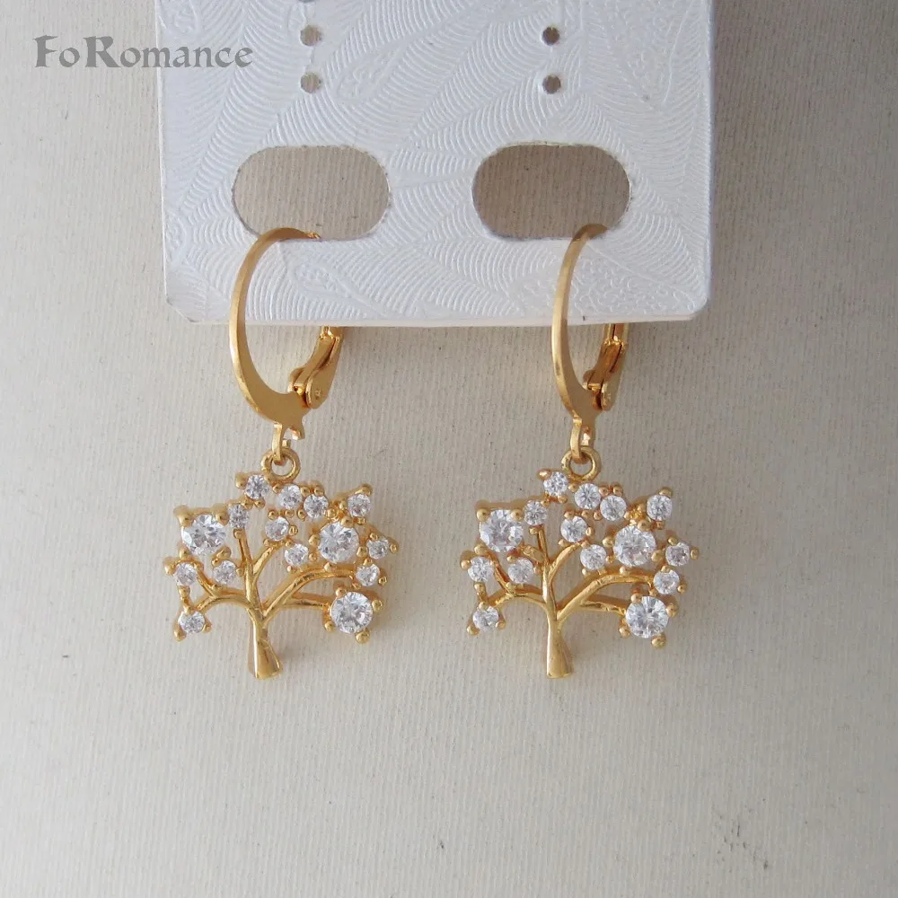 Foromance/-висячие серьги из желтого золота GP с фианитами в форме яблока высокие 1 18