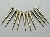100 silver plate color tone metallic acrylic spike charm 36x5mm for basketball wives earrings