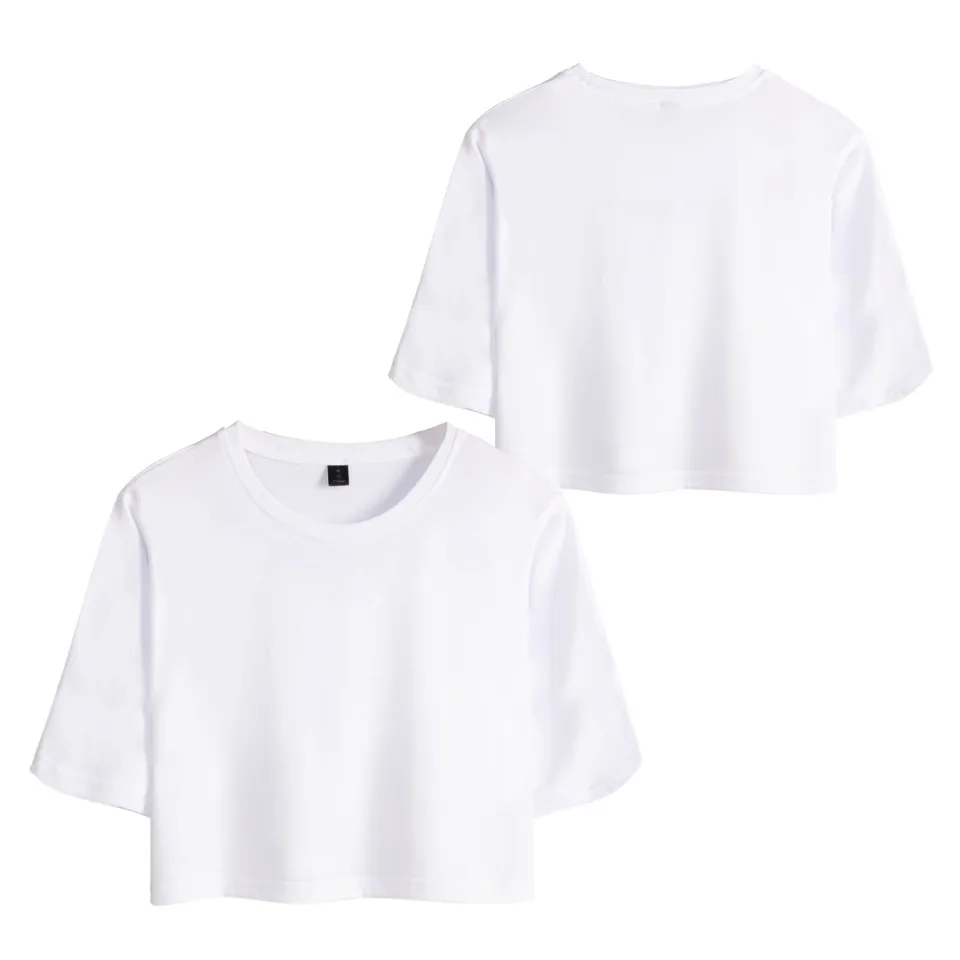 white Solid color Дропшиппинг DIY Пользовательский логотип Футболка женская сексуальная открытый пупок футболка хип хоп хлопок короткий рукав Kpop Настроить кроп Топы - Цвет: white Solid color
