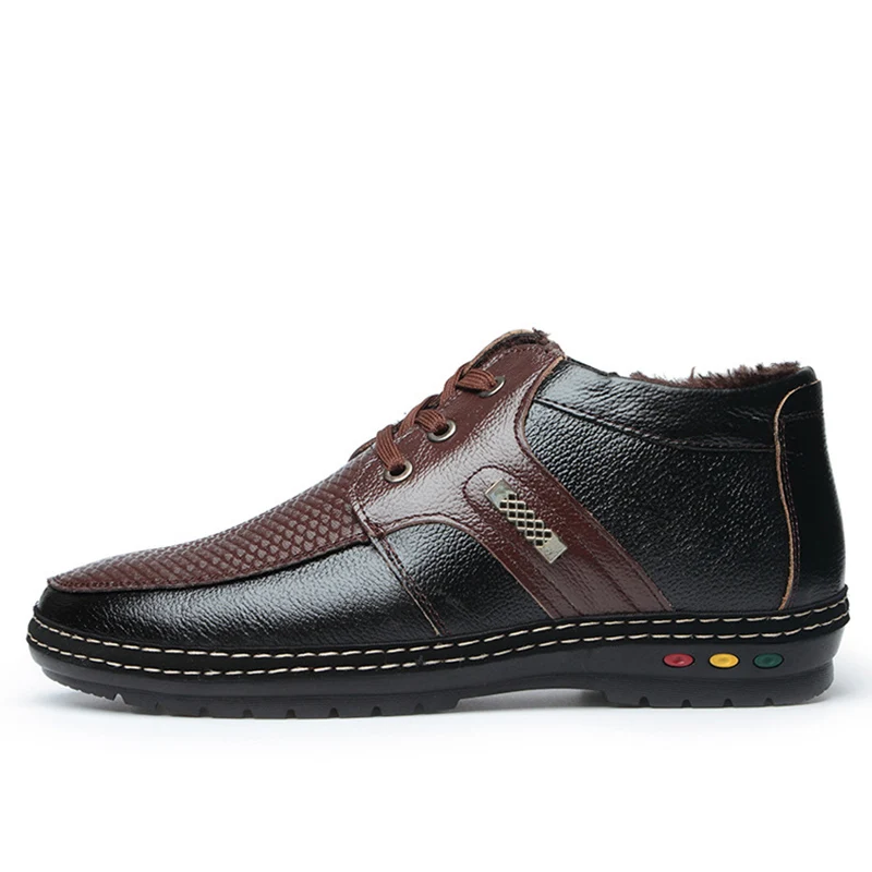 Бизнес мужские зимние модные сапоги смешанных Цвет мягкие Зимние из натуральной