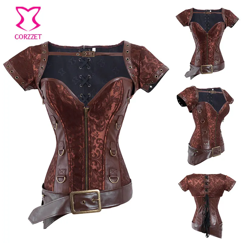 Цветочный корсет из парчовой кожи со стальными косточками куртка в стиле