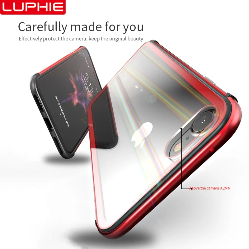 LUPHIE Aurora лазерный стеклянный чехол для iPhone X XS XR Роскошный прозрачный прозрачная