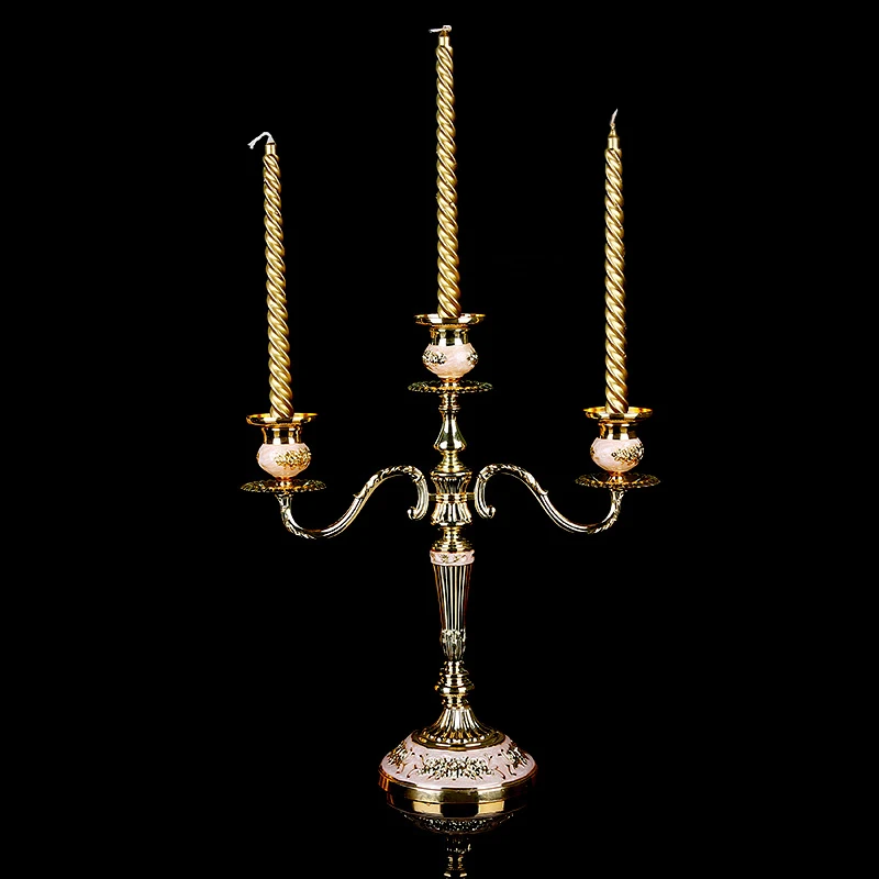PEANDIM Европейский стиль гостиничный поставщик золотой подсвечник маленький с 3