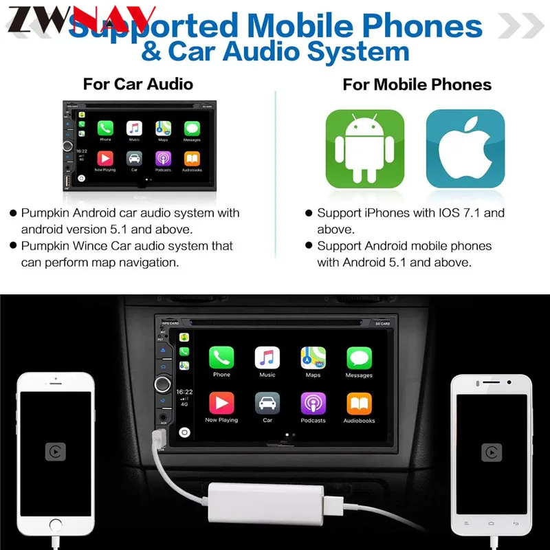 Carlinke USB Smart Link для Apple IOS CarPlay Dongle для Android gps навигационный плеер мини USB Carplay Stick с Android Auto