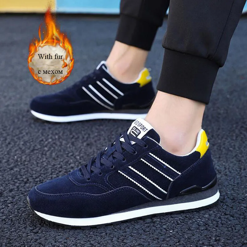 New Arrival Man Fashion Sports Natural Suede Shoes Males Leisure Travel Sneakers Plus Velvet Warm Men Soft Sole | Обувь