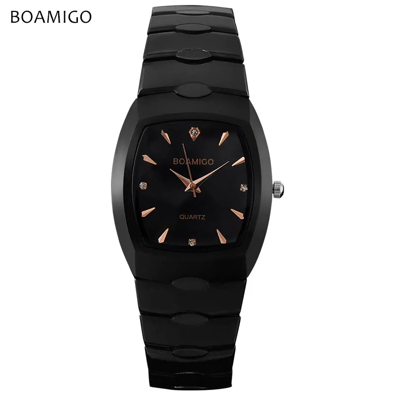 Мужские кварцевые часы стальные деловые 2017 бренд BOAMIGO черный браслет Подарочные