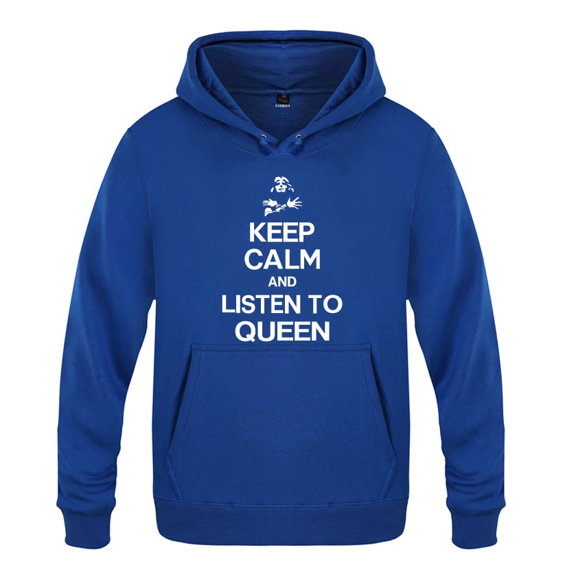 

KEEP CALM AND LISTEN TO QUEEN Rock Music Sweatshirts Men 2018 Mens Hooded Fleece Pullover Hoodies