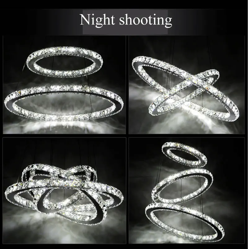 Светодиодный ная люстра с 3 кольцами Хрустальная круглая лампа трехцветный