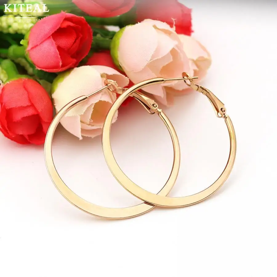 Женские сережки обручи KITEAL Обручи из нержавеющей стали 5 см серебряного/золотого