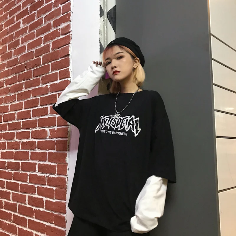 Весна и осень японский harajuku Повседневный корейский ulzzang модный поддельный