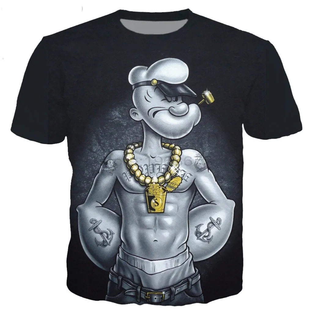 Новая классическая серия popeye футболка для мужчин и женщин с 3D принтом Новинка модная футболка хип хоп Уличная Повседневная летняя футболка