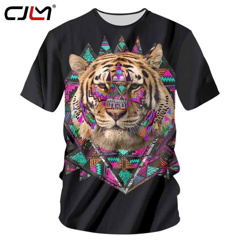 Фото CJLM 3D футболка с животным тигром Мужская Бодибилдинг Стрингер черная Сексуальная