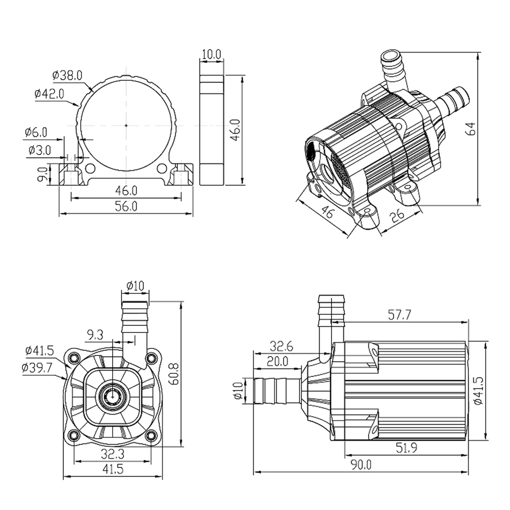 AIEOE DC 12V 450L/h 16 футов микро электрический бесщеточный водяной насос погружной для