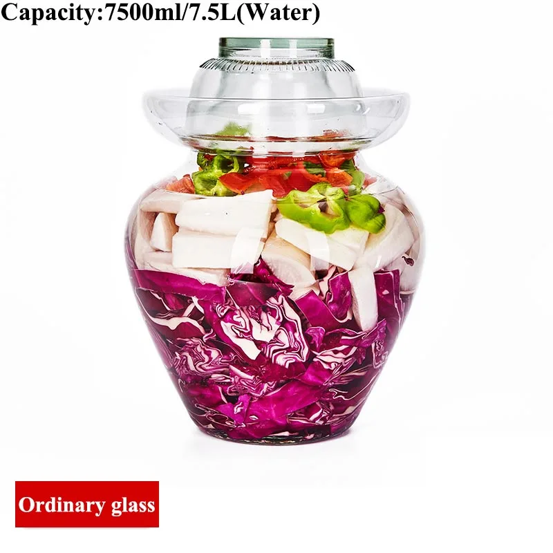 Ordinary (L) 7.5L Прозрачный Стекло Pickle бутылки ночь Красители маринованный овощ капуста герметичный контейнер бытовой Еда банки для хранения герметичный бак - Цвет: Ordinary (L) 7.5L
