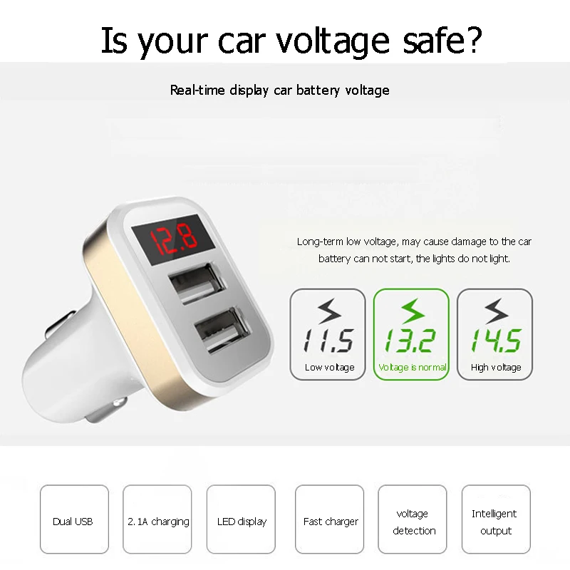 Автомобильное зарядное устройство ESVNE 5V 2.1A с двумя USB для iPhone 6 7 8 X Samsung Xiaomi Redmi