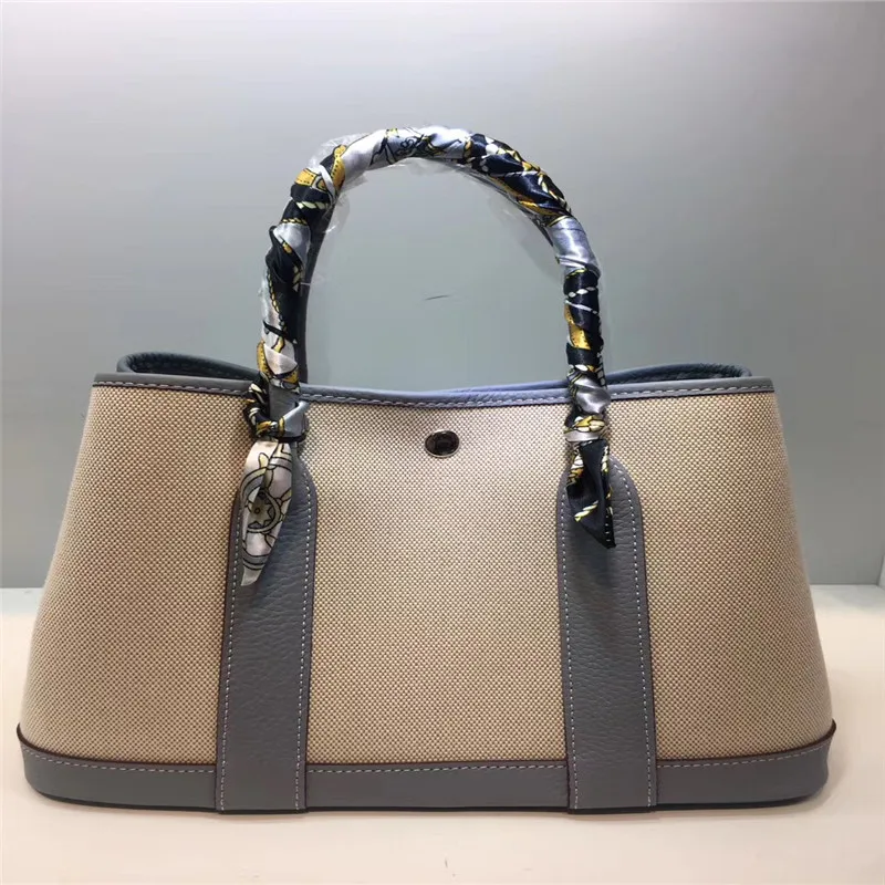 light blue Классическая Повседневная Лоскутная сумка известного бренда женская парусиновая и натуральная кожа садовые вечерние сумки Повседневный Топ сумка через плечо с ручкой - Цвет: light blue