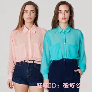 Новинка 2017 свободная женская рубашка с отложным воротником шифоновые рубашки