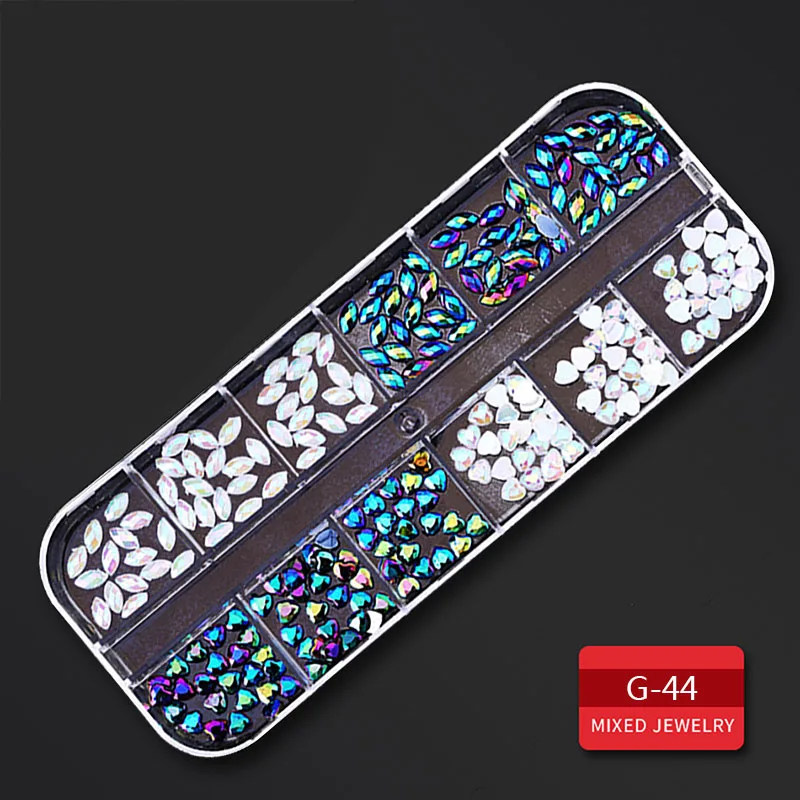 G-044 ROHWXY 12 Сетки сплав для дизайна ногтей кристалл 3D DIY Дизайн ногтей Стразы камень для ногтей Акриловые Алмазные сверла украшения для ногтей Шарм драгоценные камни - Цвет: G-044