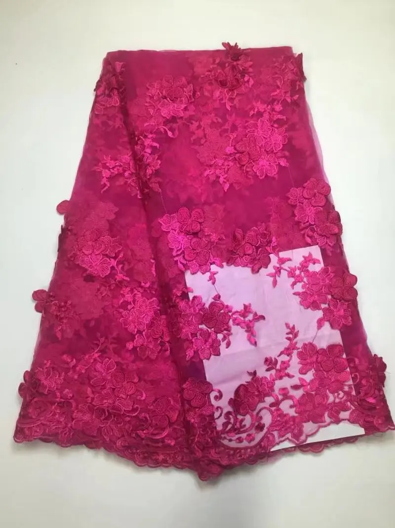 Новейшие нигерийские кружевные ткани 2017 полиэстер Женская сетка 3D вышитая