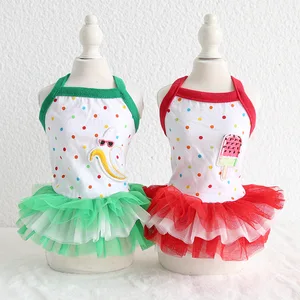 Летняя одежда для собак с фруктовым узором в горошек, платье для собак, жилет для собак, платье для кошек, платье для собак, платье для питомцев с цветочным рисунком, одежда для щенков, чихуахуа, XS-XL