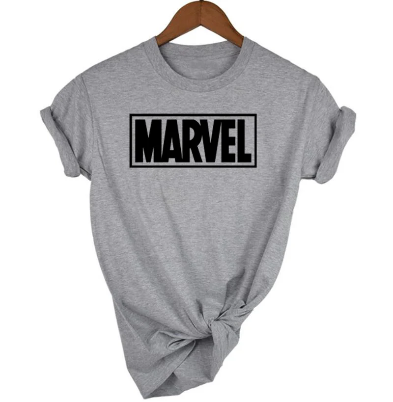 ight grey 1 Модная футболка Marvel с коротким рукавом, женская футболка с принтом черной Пантеры, футболка с круглым вырезом, комическая футболка с надпись Marvel, топы, женская белая одежда, футболка - Цвет: ight grey 1