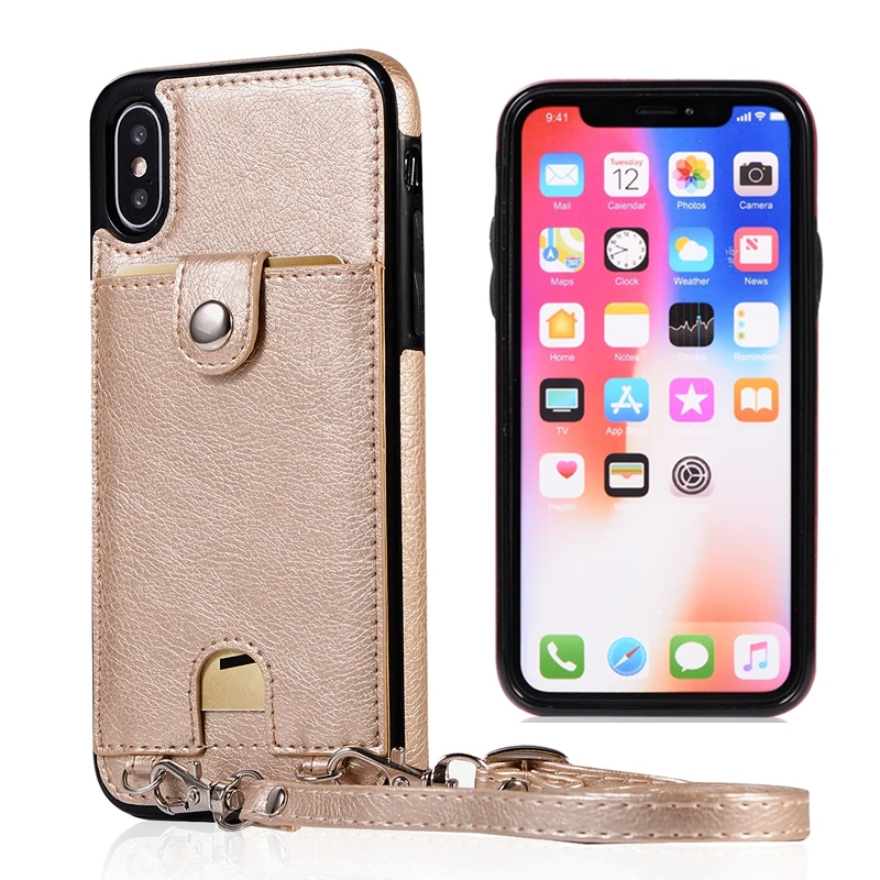 Флип-кейс с веревочным шнуром для iphone X XS XR Max чехол из искусственной кожи 6 6s 7 8 plus