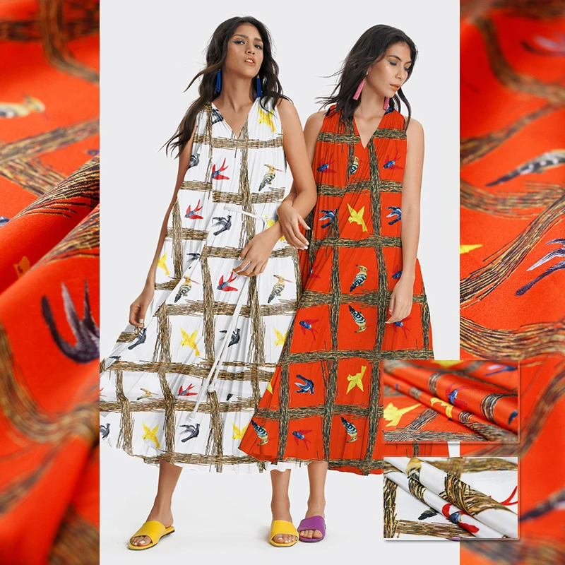 Шелковая ткань с цифровой печатью ткани принтом животных 100 шелковая крепдешина