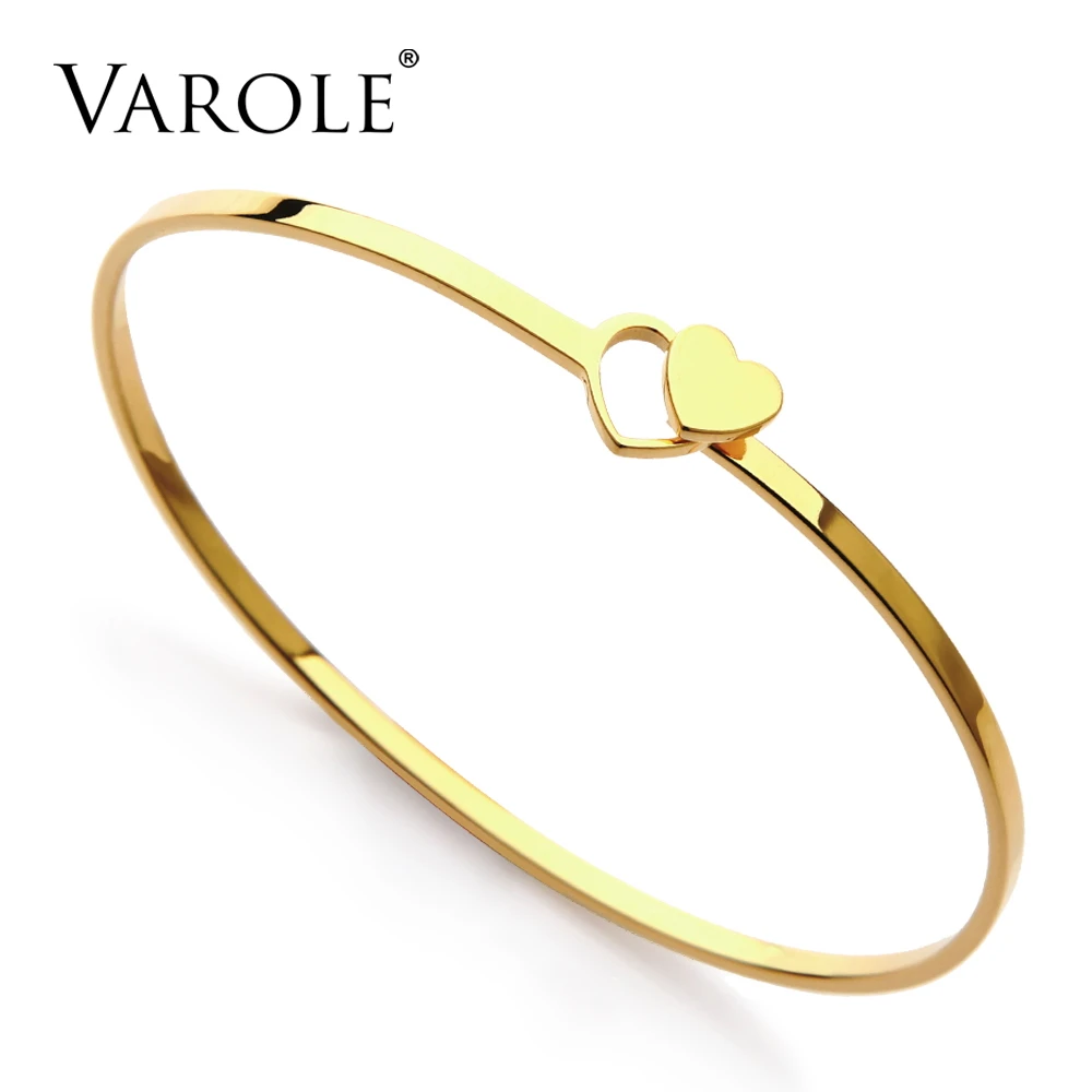 VAROLE сердце форма может открыть браслеты на запястье и нержавеющая сталь Золото Цвет Браслет для женщин Pulseiras