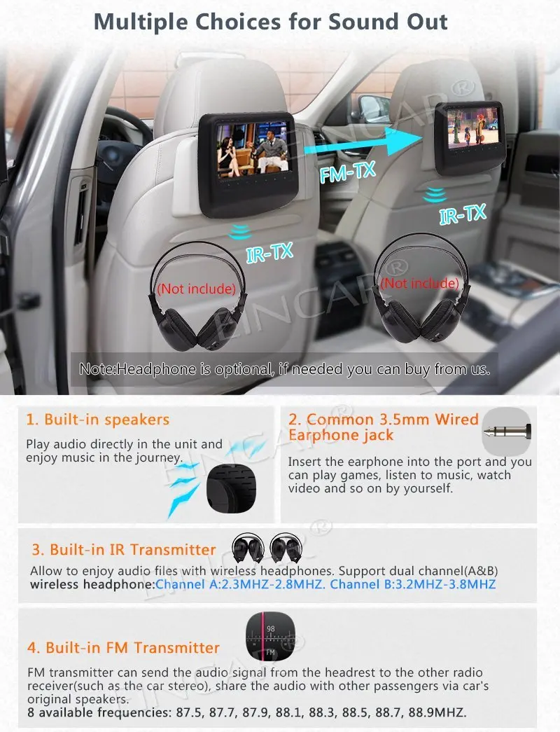 Беспроводной ИК наушники двойной 9 &quotавтомобильный ПК для установки на