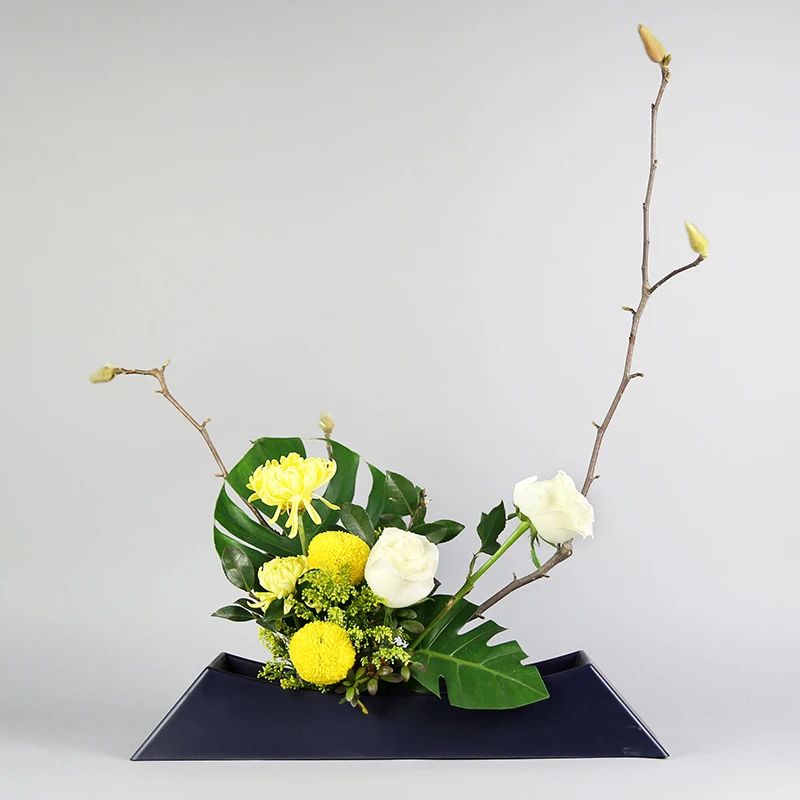 Японский учебный цветочный горшок Ikebana чистый прямоугольник пластиковый ваза