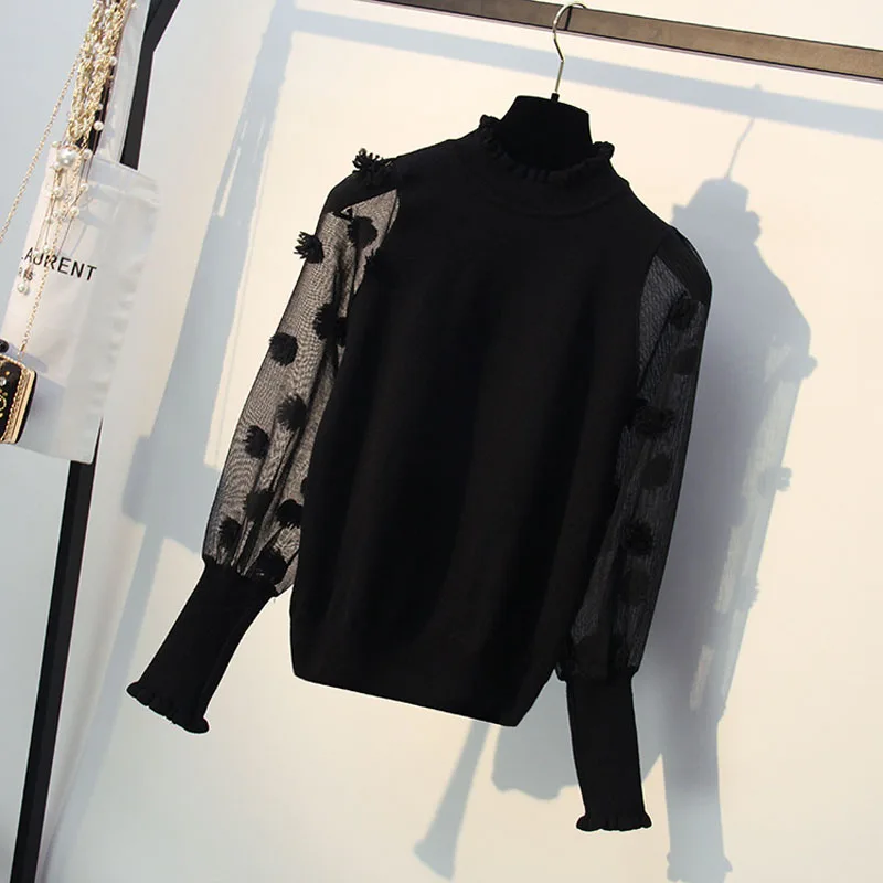 Women Sweater Knitted Turtlenck Full sleeve office lady TOP Floral Pullovers women clothings | Женская одежда