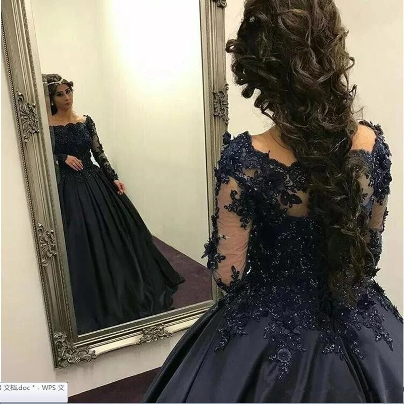 

New Arrival Long sleeve evening dresses 2020 Dubai Arabic Kaftan Party dress evening Robe de soiree Formal dress Uzun abiye
