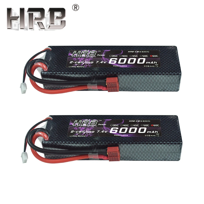 2 шт. HRB 2S 7,4 V 6000mah 60C Lipo батарея RC части жесткий чехол T XT60 Deans EC5 XT90 для Traxxas TRX4 Багги автомобили FPV Самолет лодка