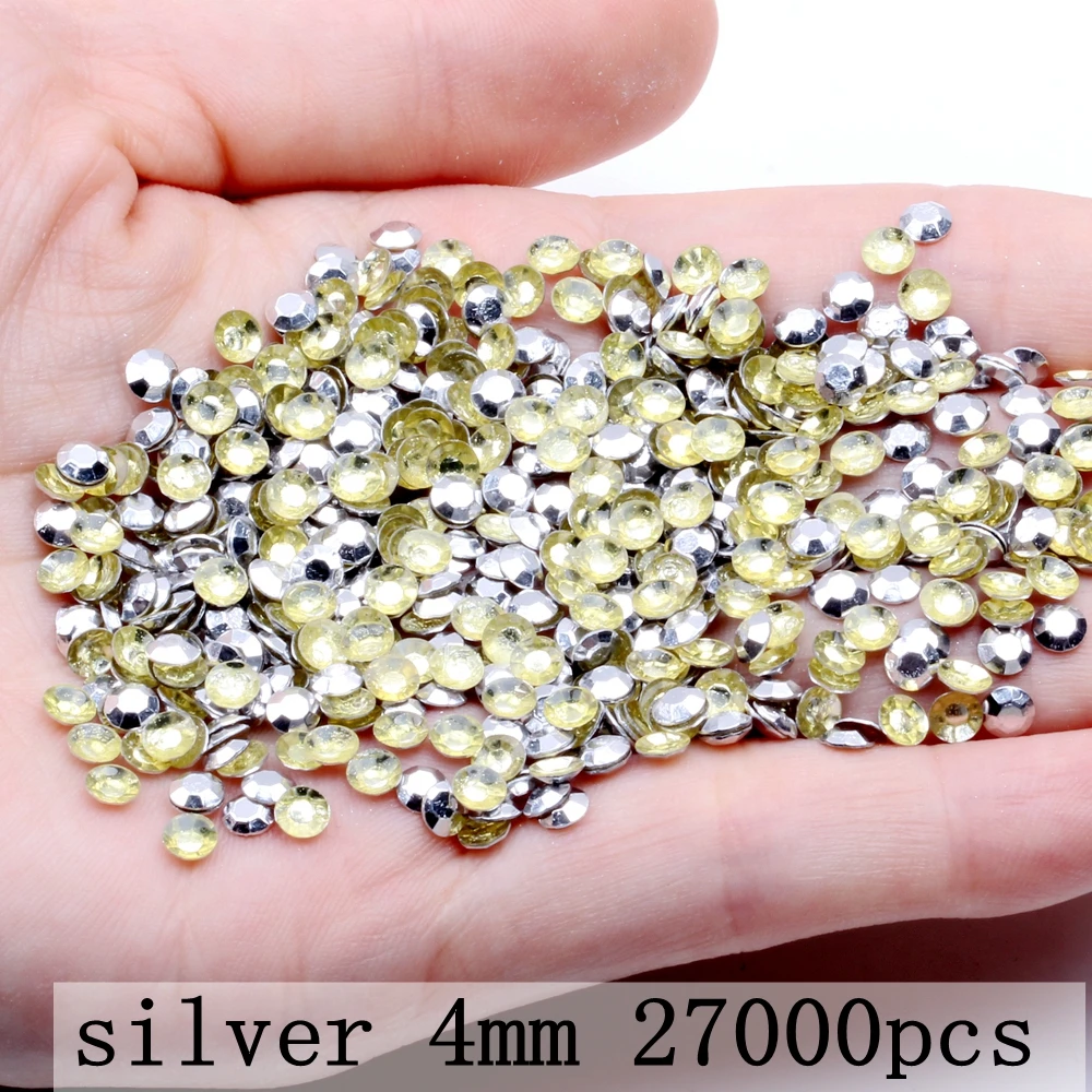 silver 4mm 27000pcs Большая сумка Золотой/медный/серебряный круглый плоский дизайн ногтей украшения гвоздей Шпильки наклейки сплав Маникюр Инструменты для стиля - Цвет: silver 4mm 27000pcs