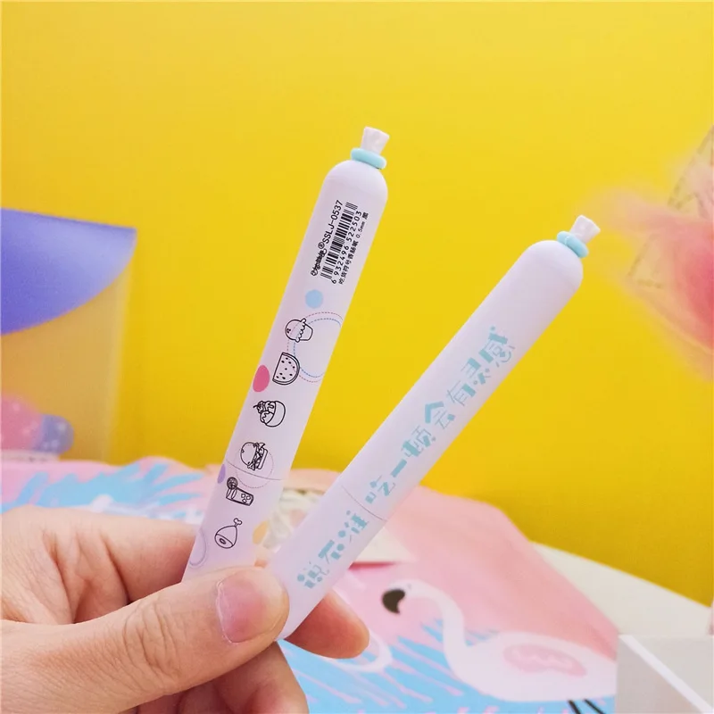 24 шт. kawaii ручка партия милые колбасные гелевые ручки для школы студентов офиса Дети подарок стационарные устройства boligrafo оптом