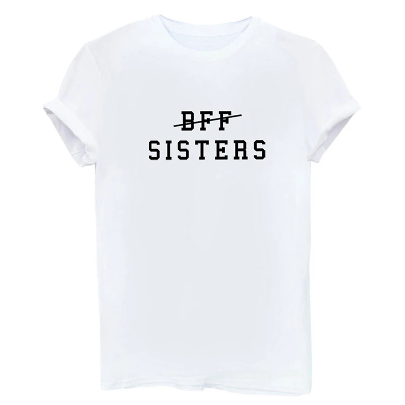 Новая модная летняя женская футболка однотонные черные белые топы BFF SISTERS