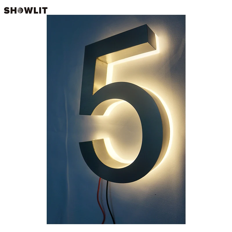 Матовый нержавеющая сталь с подсветкой светодиодный знак для интерьера