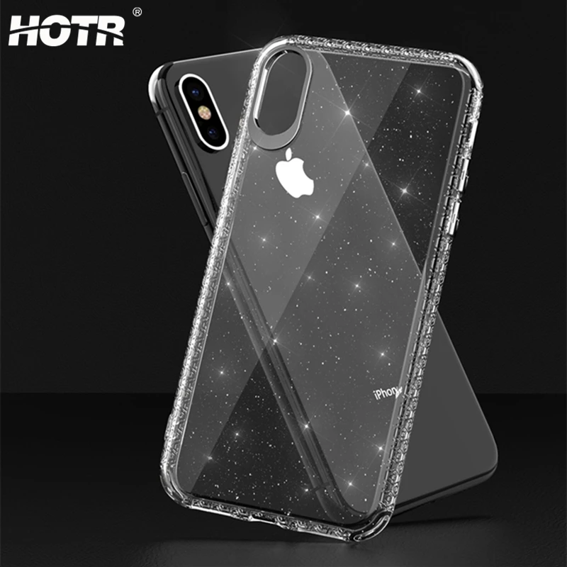 XS Max блестящие прозрачные чехол для iphone X XR Мягкие силиконовые 6 6s 7 8 плюс ТПУ