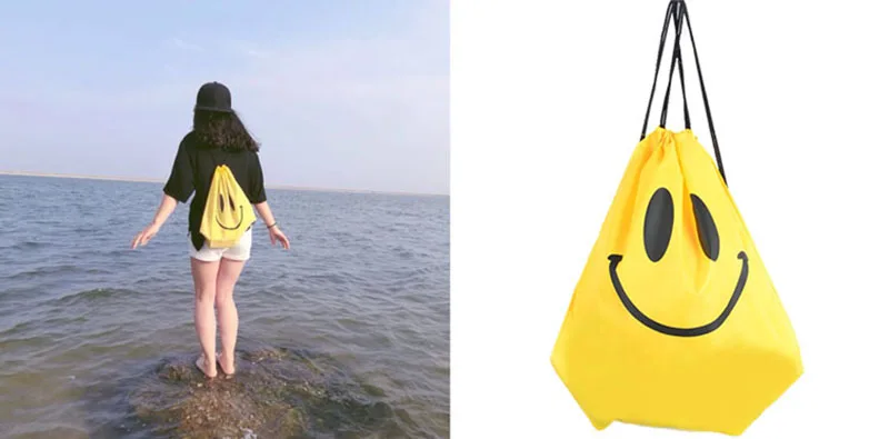 Сумка на шнурке со смайликом Mochila для путешествий пляжа шоппинга функциональные