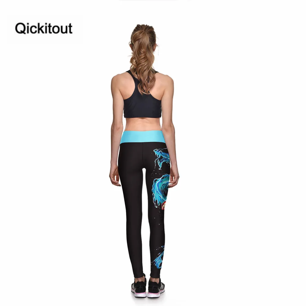 

Qickitout Leggings 2016 New Legging Blue Water Dragon Videos High Waist 3D Print Women Pants Ropa Mujer Plus size