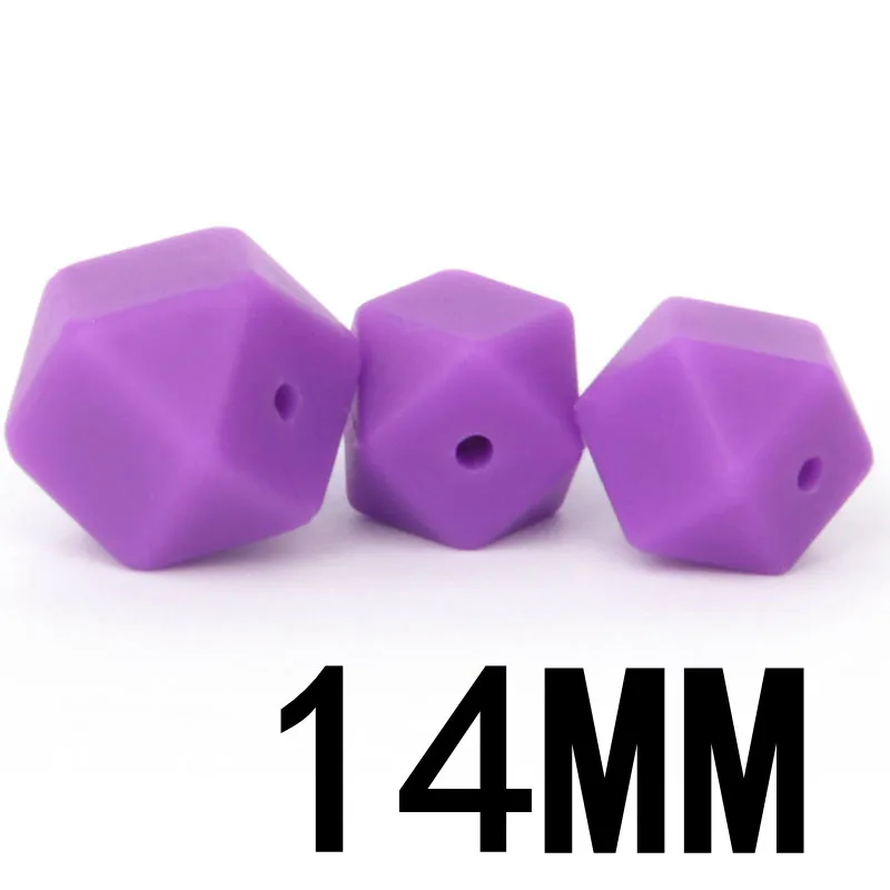 29 Lavender 14 мм, 25 шт., шестигранные силиконовые бусины, Bpa бесплатно, Детские Прорезыватели для зубов, ожерелье, аксессуары, сделай сам, для младенцев, пустышка, цепочка для душа, подарки - Цвет: 29 Lavender