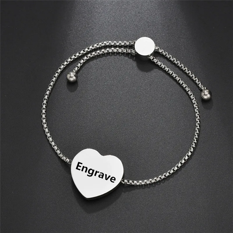 Браслет из нержавеющей стали с фианитами ELSEMODE регулируемый именем на заказ для