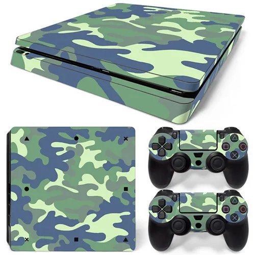 Красный Новая игровая станция 4 тонкие игры хост скины военный Камуфляжный контроллер наклейки с крышкой для Playstation 4 тонкий игровой PSL-089 - Цвет: Красный