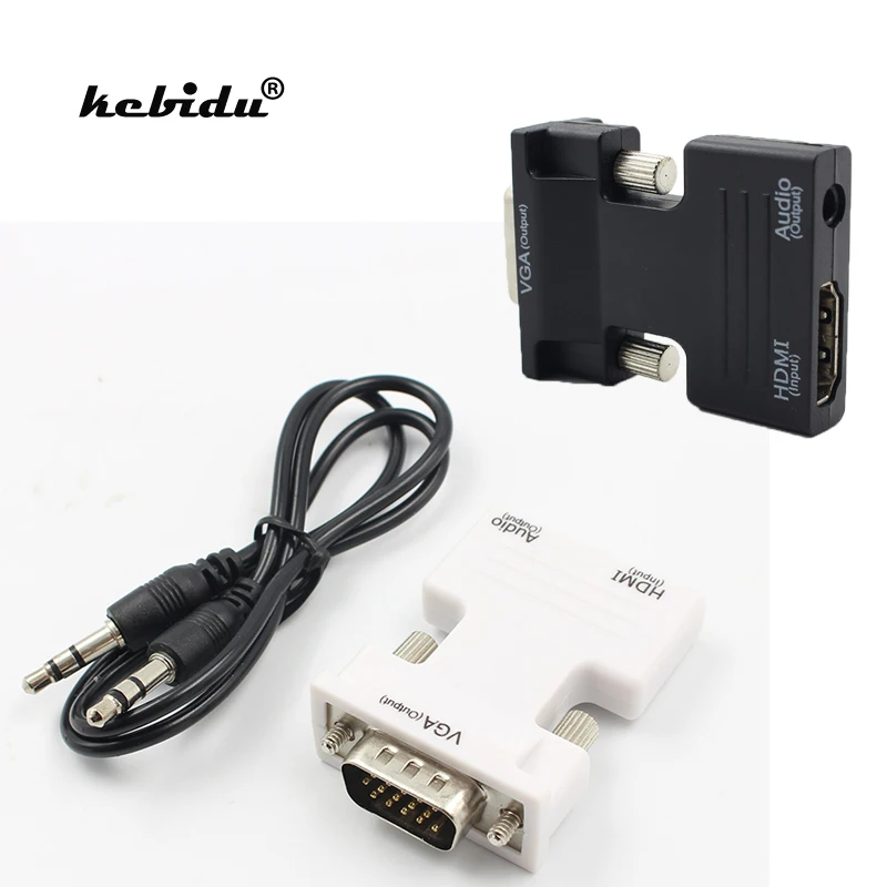 Kebidu Новый HDMI-совместимый с VGA/3 5 мм аудиоразъем адаптер преобразователь мама-папа