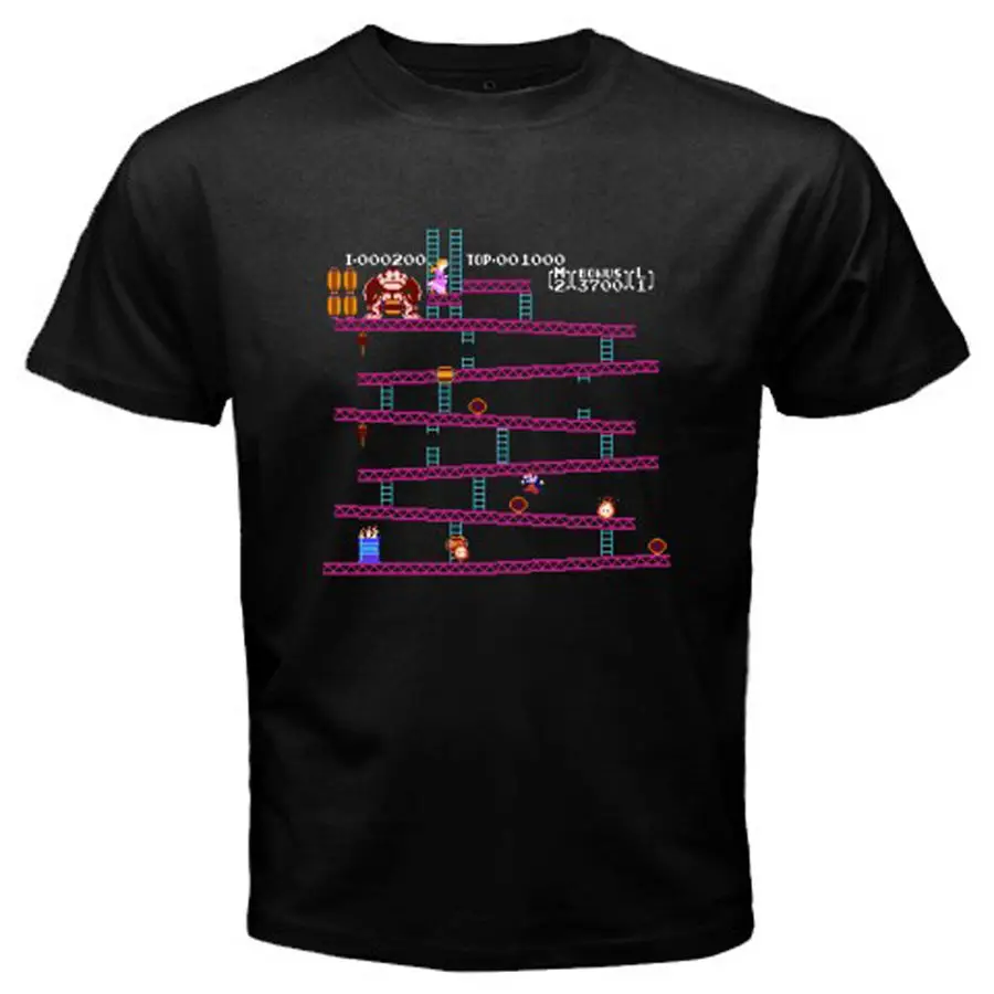 Новый Ослик Конг классический 80 s 90 видеоигры Мужская Черная Футболка размер S до