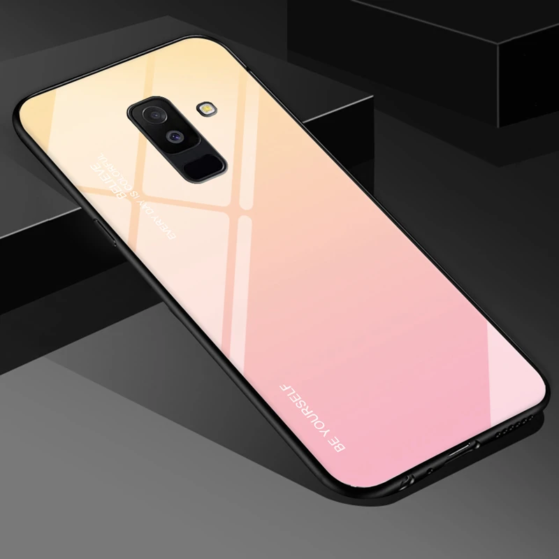 Градиент закаленное Стекло чехол для телефона для samsung Galaxy M20 A70 A50 A30 A20E A10 A6 A8 J4 J6 S8 S9 S10 плюс A7 A9 чехол Coque
