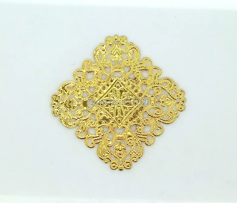 Бесплатная shipping-50Pcs филигрань золотого оттенка квадратные обертки соединители