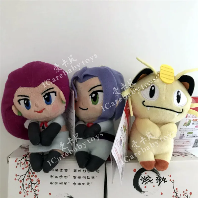 7 видов стилей Pikchu Vulpix Psyduck Meowth Ash Ketchum Brock James Jesse Misty 4," 12 см Подвеска плюшевая кукла