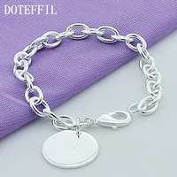 doteffil 925 sterling silver round pendant bracelet for woman charm wedding engagement fashion party jewelry