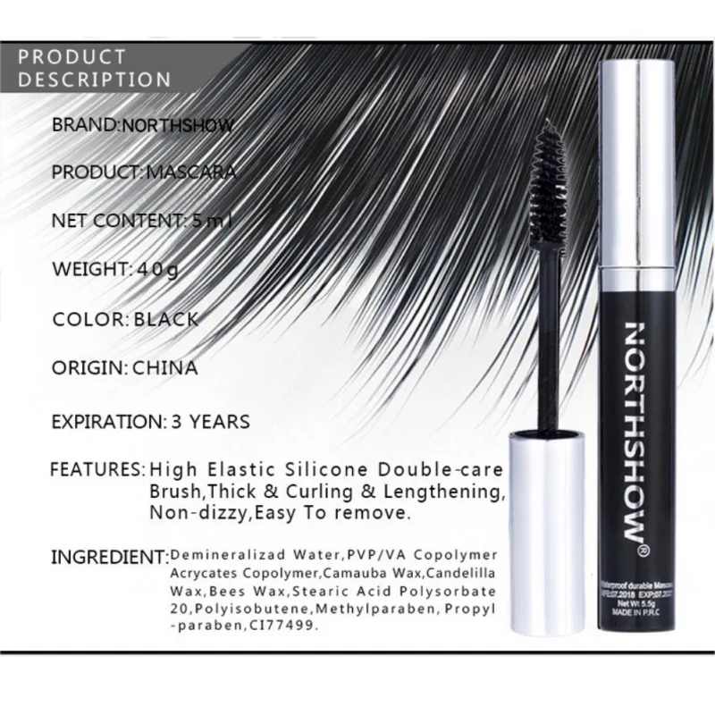 4D шелковое волокно Тушь для ресниц водоСТОЙКАЯ Rimel 3D тушь наращивания Черная